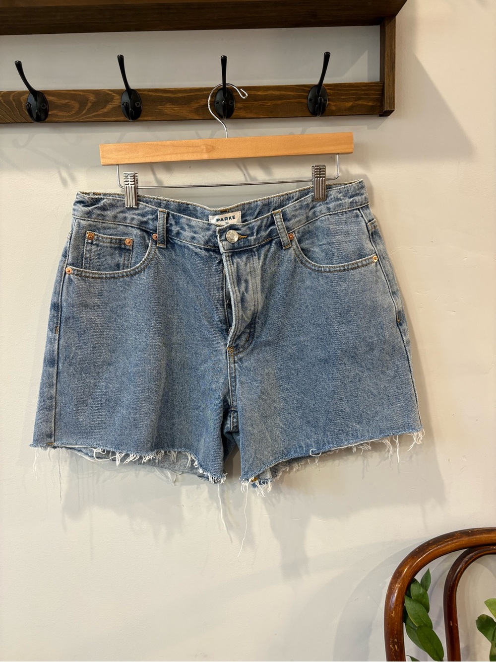 Parke High Rise Raw Hem Denim Shorts